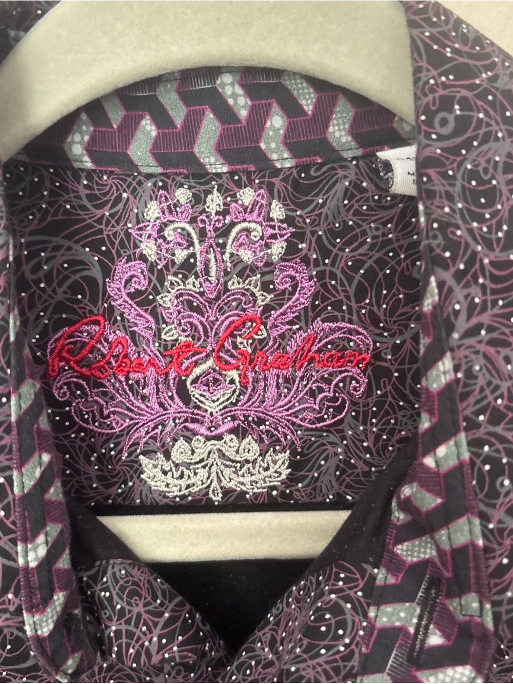 Robert Graham Long-Sleeve Purple Paisley Button-Down Shirt Size S - Picture 2 of 5